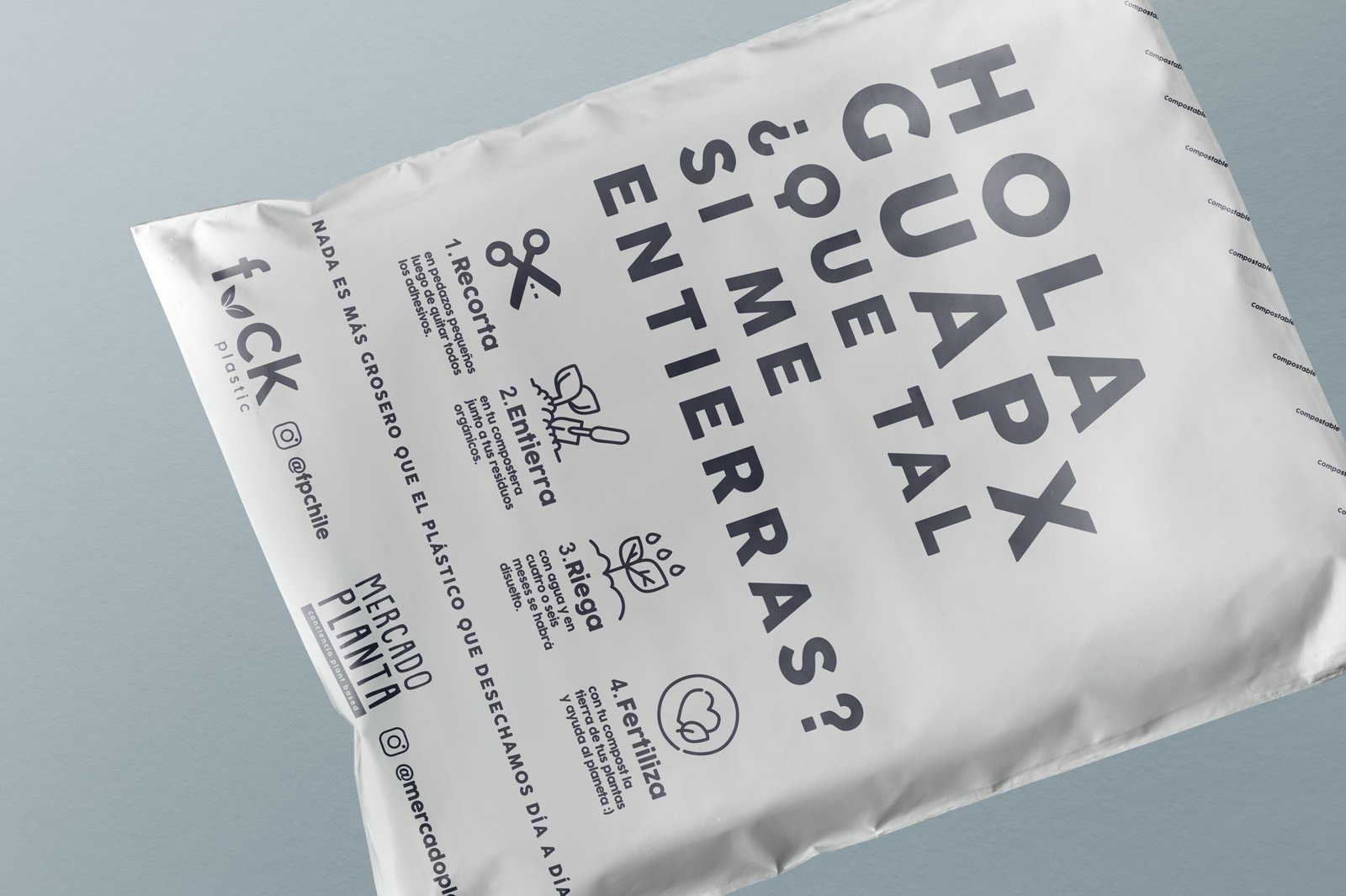 White plastic envelope packaging mockup